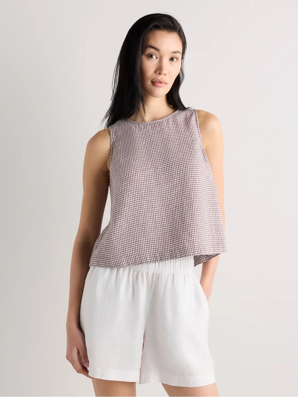 Quince 100% European Linen Cropped Tank Small